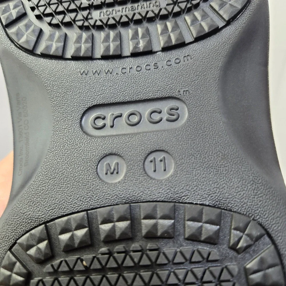 Crocs Clogs Size 11 On-The-Clock Work Slip-On Black LiteRide Slip Resistant 1509